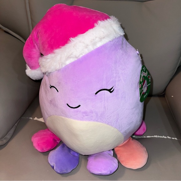 Holiday Christmas Squishmallows Beula the Octopus Santa Hat 12" Stuffed Plush - Picture 5 of 8